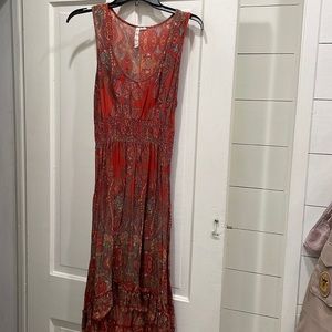 Tank high low dress with smocking